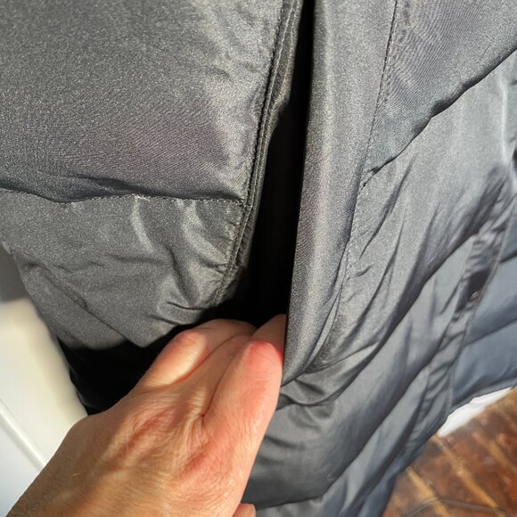 J Crew Long Down Puffer Coat Parka LARGE Black *See Notes* Hood Winter Outdoor - Picture 6 of 11